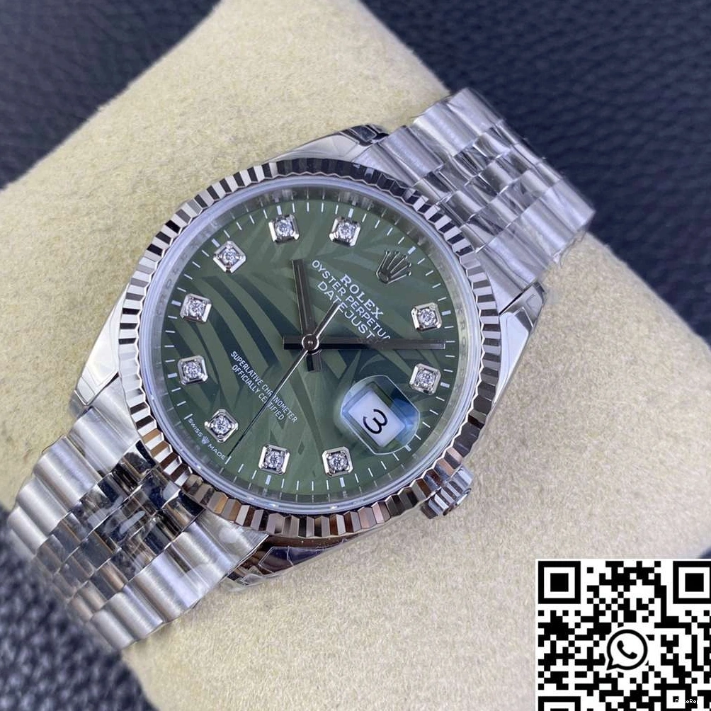 Datejust Dial Green Clean M126234 36MM Motif Diamond Steel Hourmarker Stainless Factory Rolex 0706